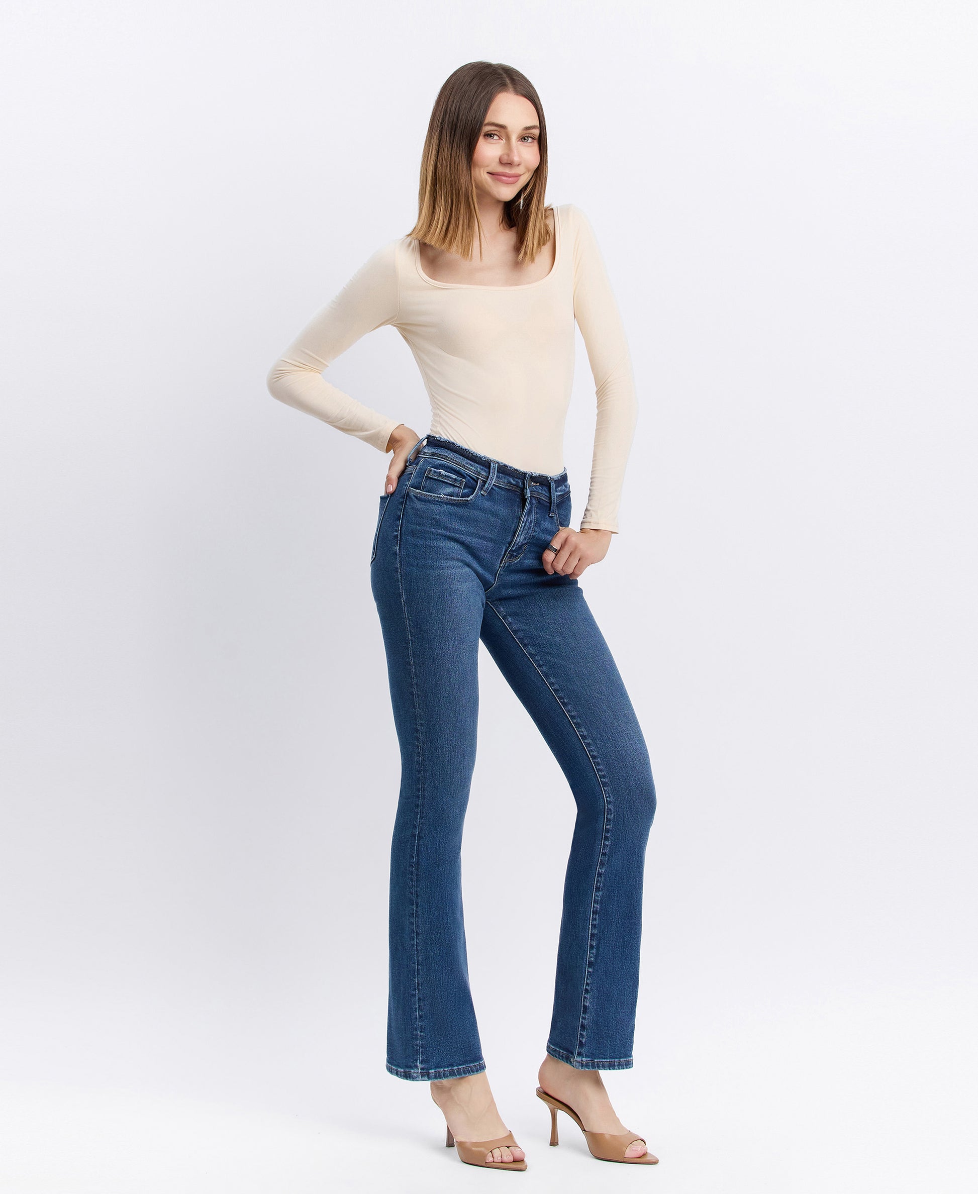 Right 45 degrees product image of Amethyst - Mid Rise Bootcut Jeans