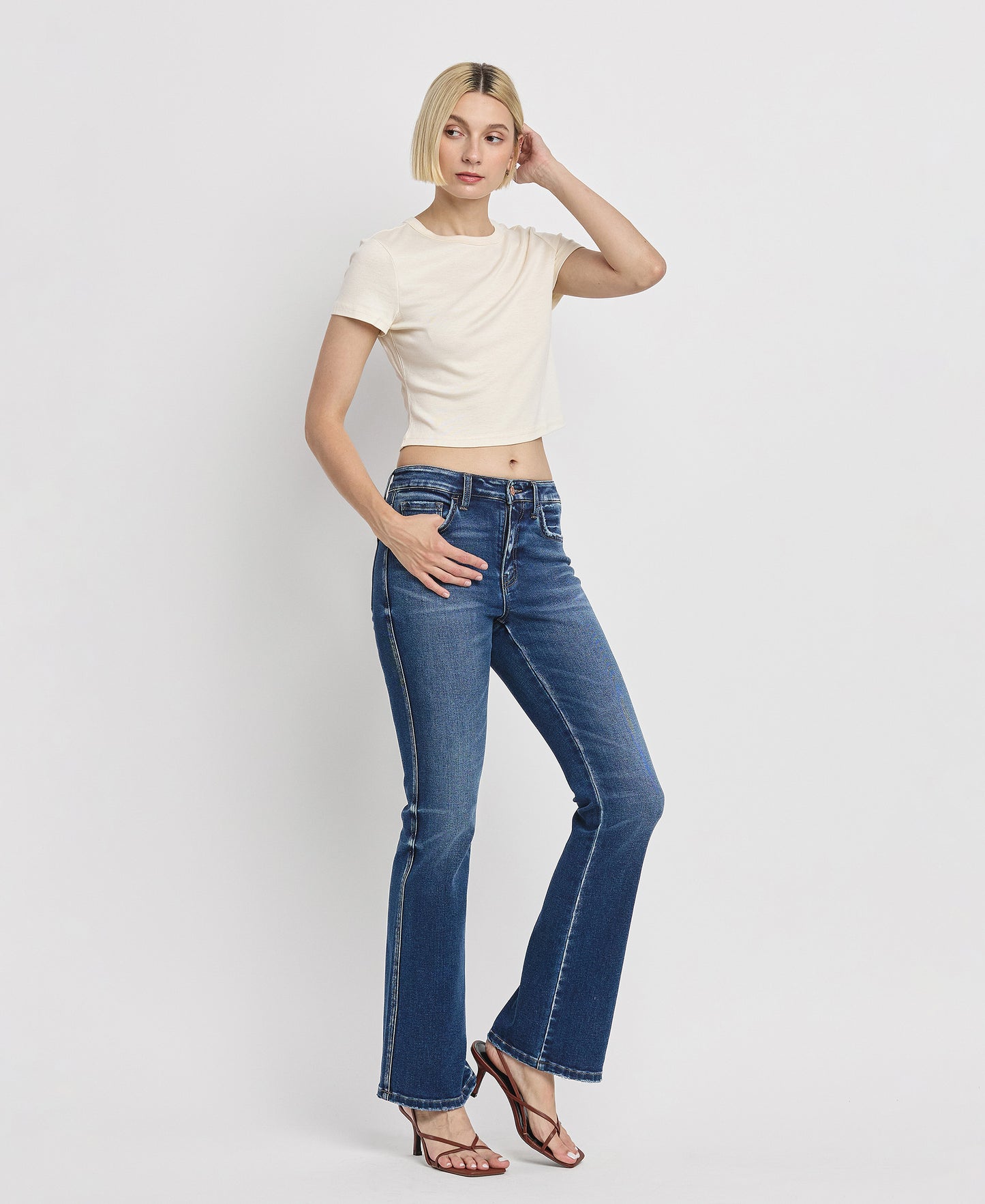 Right 45 degrees product image of Sufficed - High Rise Full Length Bootcut Jeans