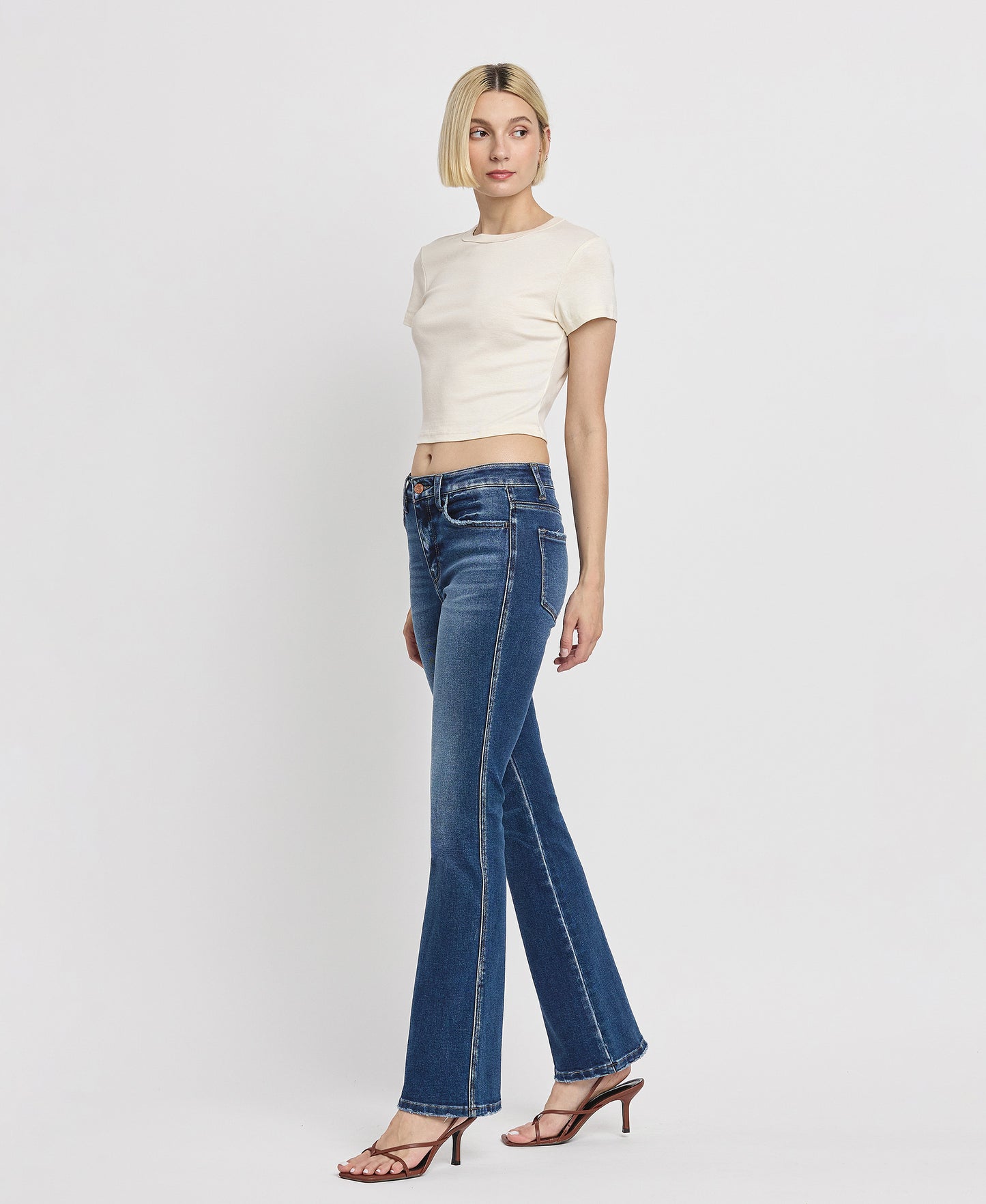 Left 45 degrees product image of Sufficed - High Rise Full Length Bootcut Jeans