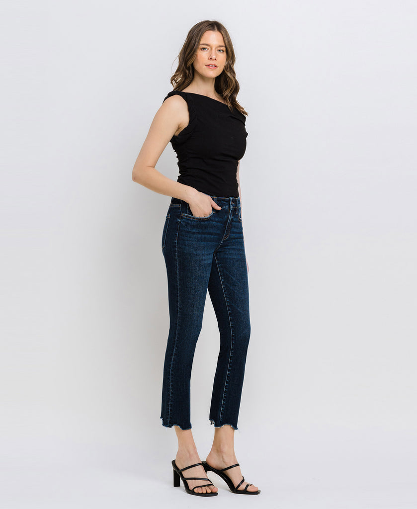Right 45 degrees product image of Issue Free - Mid Rise Crop Slim Straight Jeans