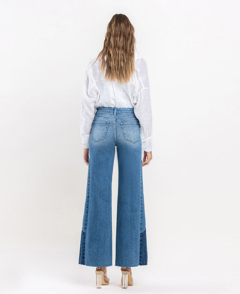 Vetinee Women's High Waisted Capri Jeans Wide Leg Cropped Denim Pants  Twilight Blue Size L Fit Size 12 Size 14 