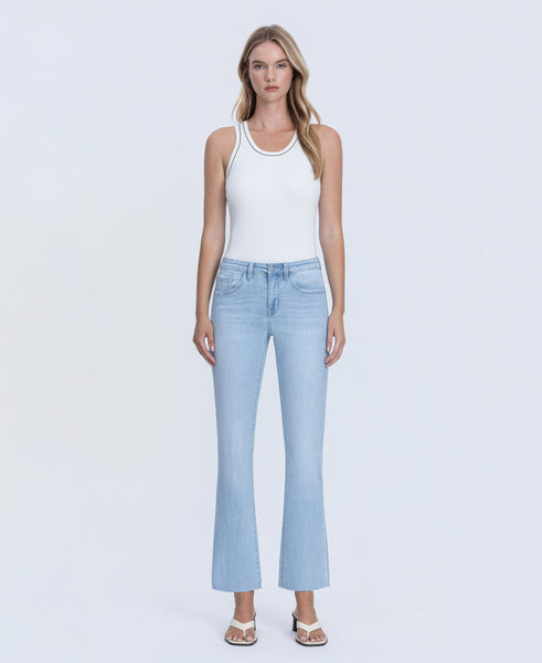 VERVET Uplift Mid Rise Raw Hem Ankle Bootcut Jeans