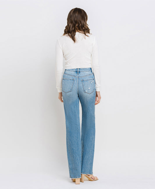 Back product images of Satisfying - Super High Rise Distressed Straight Jeans