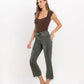 Left 45 degrees product image of Deep Forest - High Rise Cropped Flare Jeans
