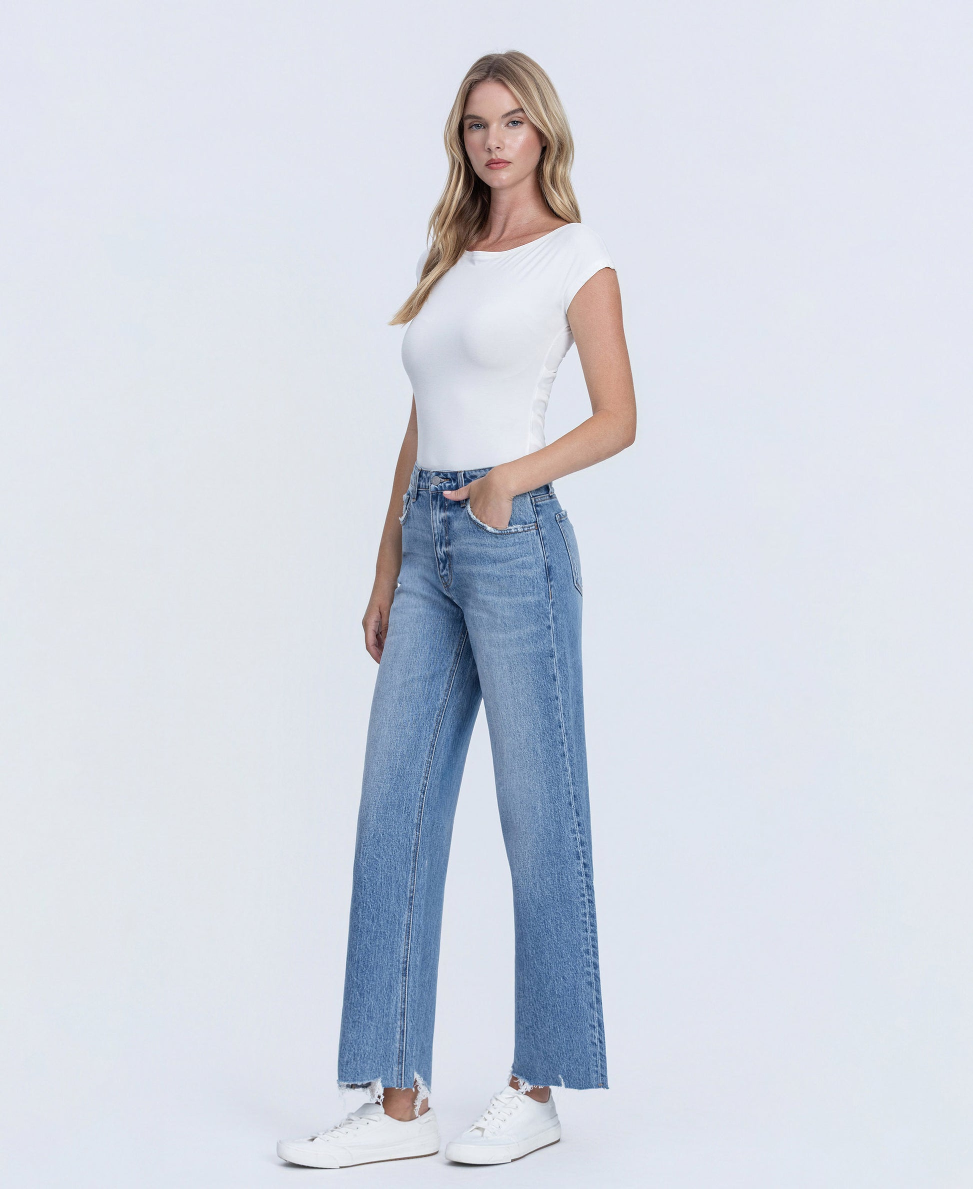Left 45 degrees product image of Victorious - High Rise Wide Leg Jeans
