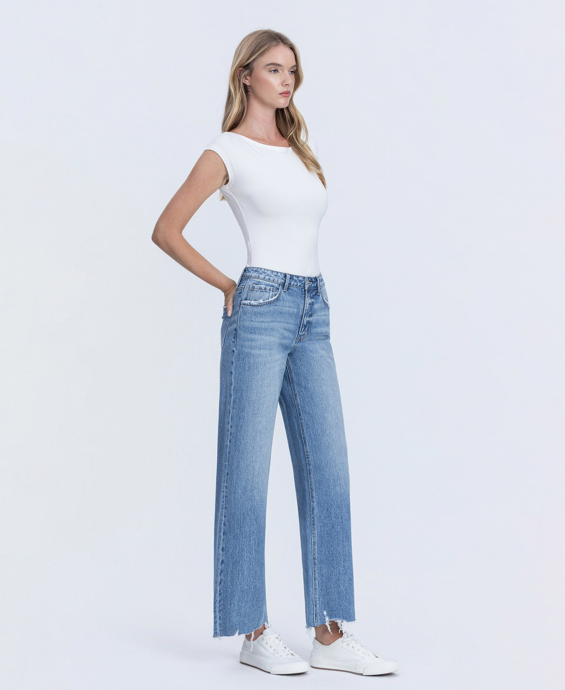 Right 45 degrees product image of Victorious - High Rise Wide Leg Jeans
