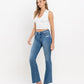 Left 45 degrees product image of Well Rounded - Mid Rise Raw Hem Ankle Bootcut Jeans