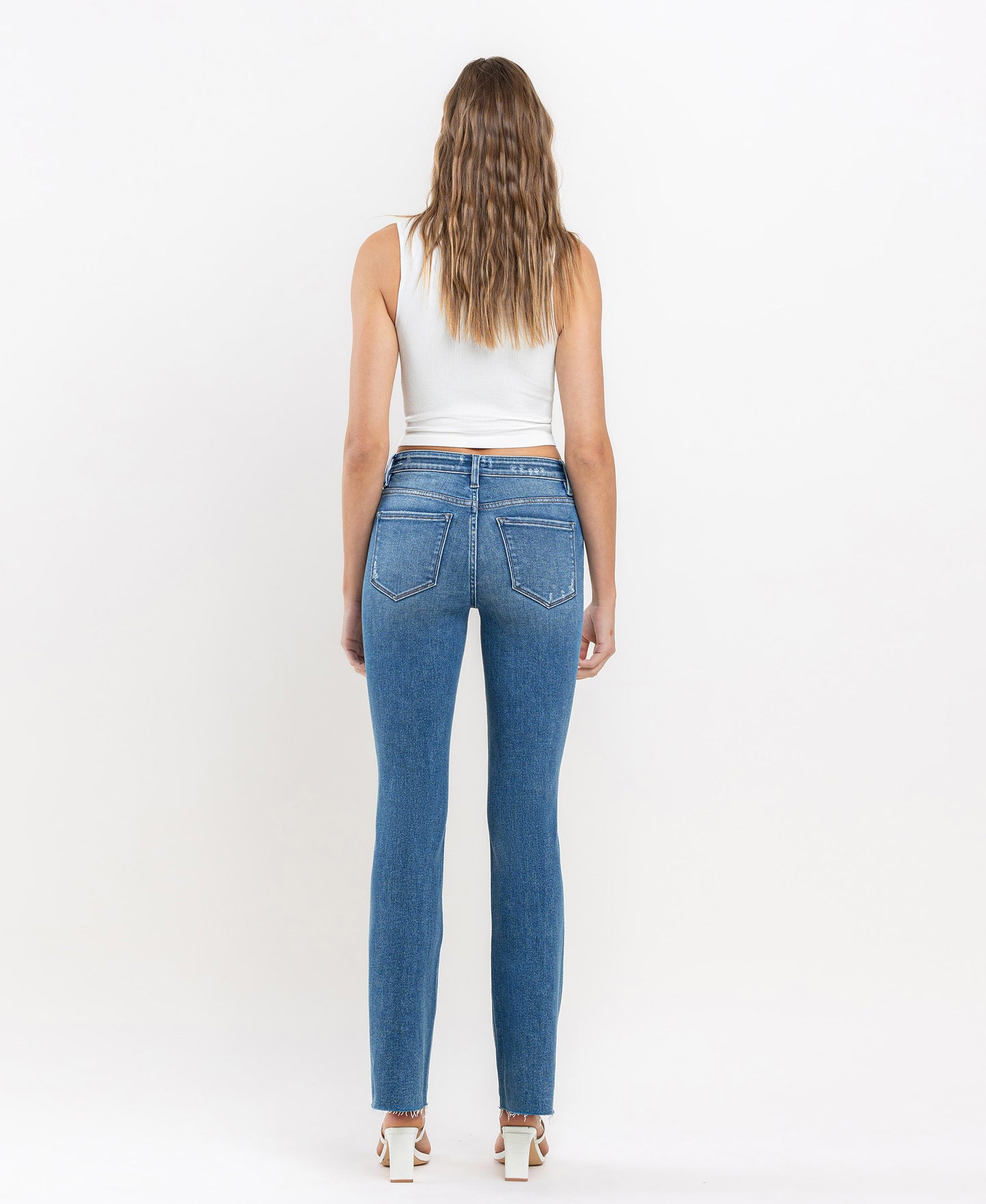 Back product images of Well Rounded - Mid Rise Raw Hem Ankle Bootcut Jeans