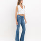 Right 45 degrees product image of Well Rounded - Mid Rise Raw Hem Ankle Bootcut Jeans