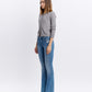 Left 45 degrees product image of Well Rounded - Mid Rise Raw Hem Ankle Bootcut Jeans