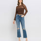 Front product images of Feasibly - High Rise Clean Cut Hem Cropped Flare Jeans