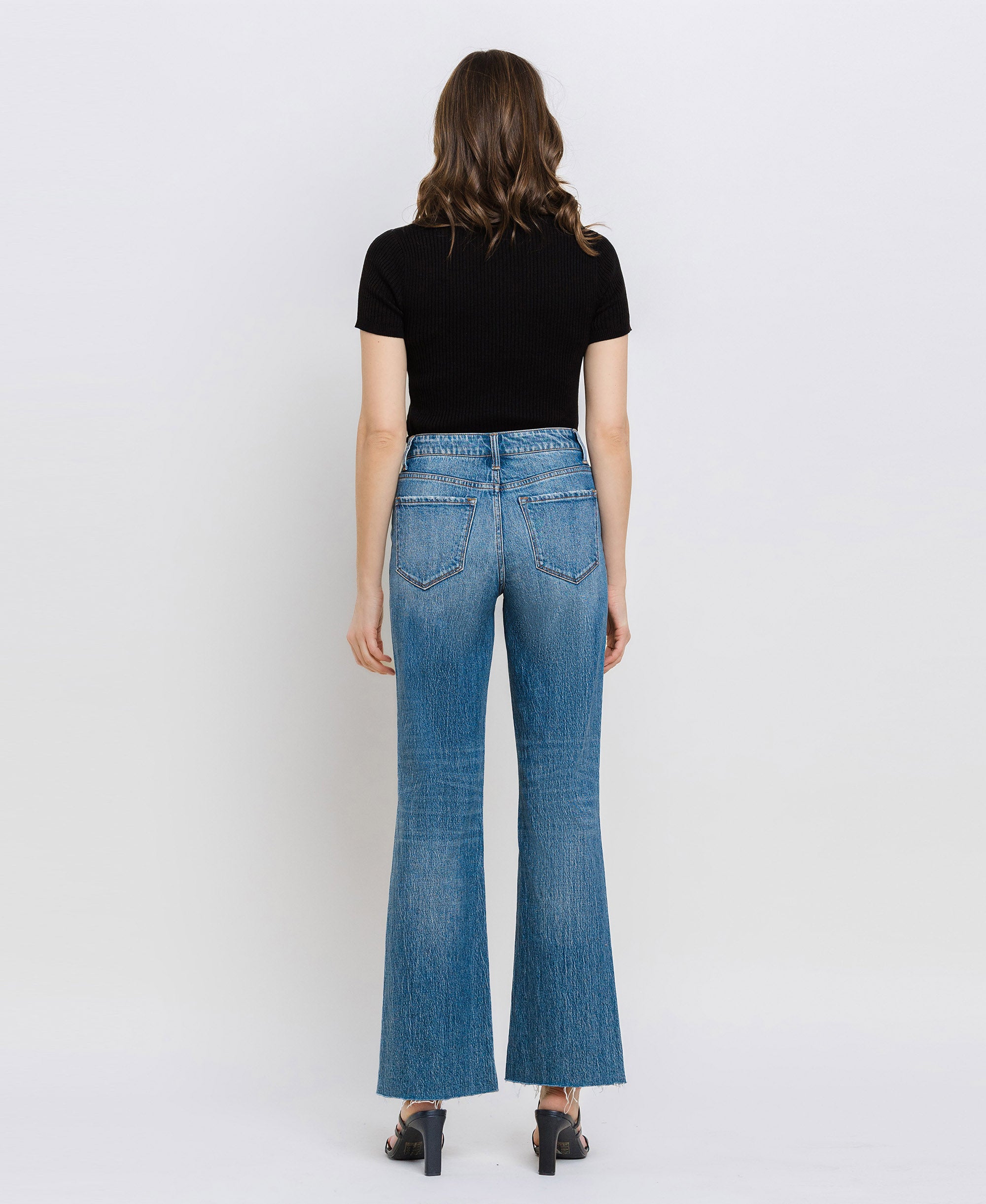 VERVET Cotoneaster High Rise Criss Cross Waist 2024 Band Two Tone Straight Jeans