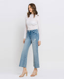 Left 45 degrees product image of Shiny - Mid Rise Crop Wide Leg Jeans