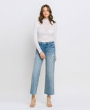 Shiny - Mid Rise Crop Wide Leg Jeans