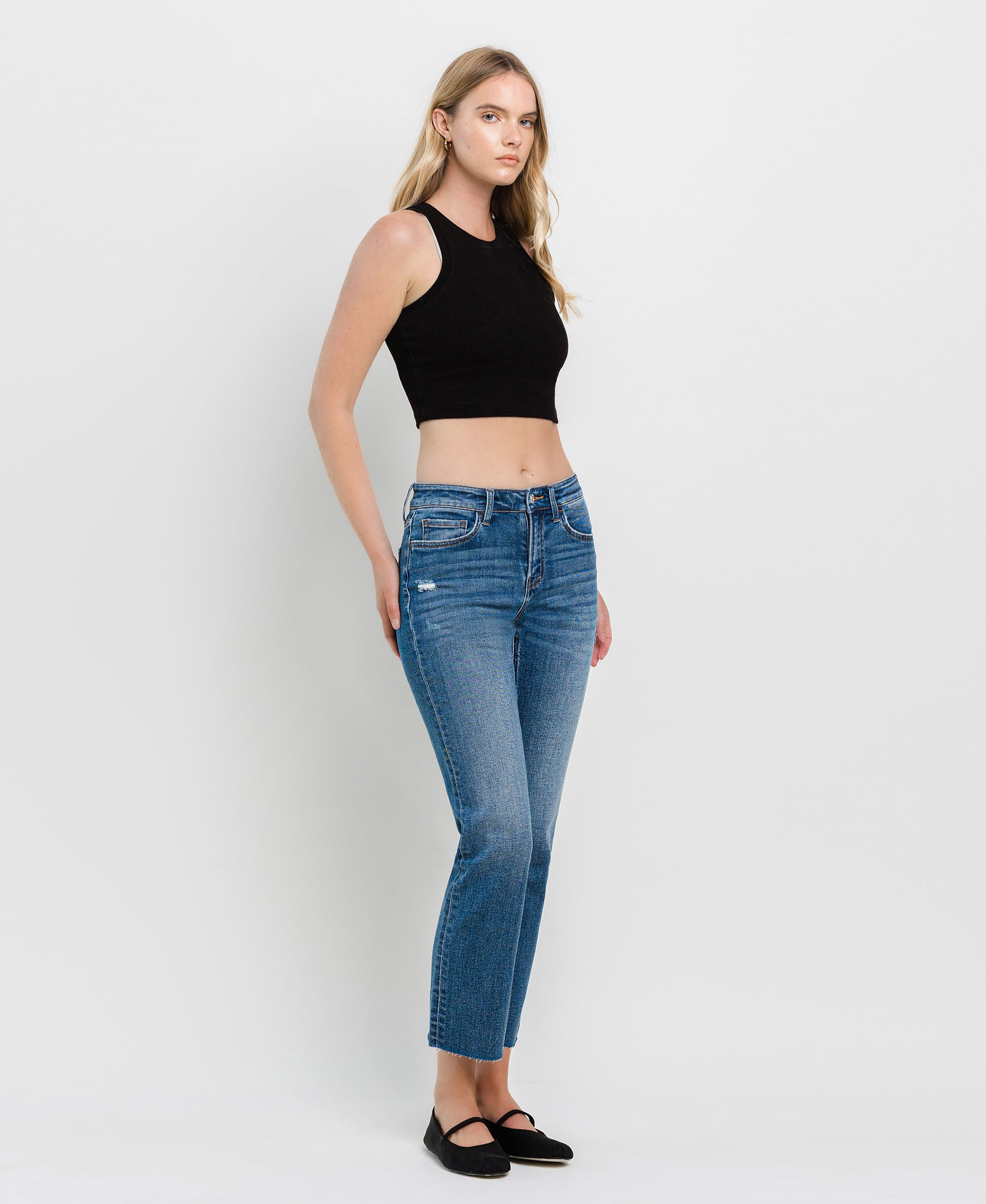 Right 45 degrees product image of  Upliftment - Mid Rise Ankle Regular Straight Jeans