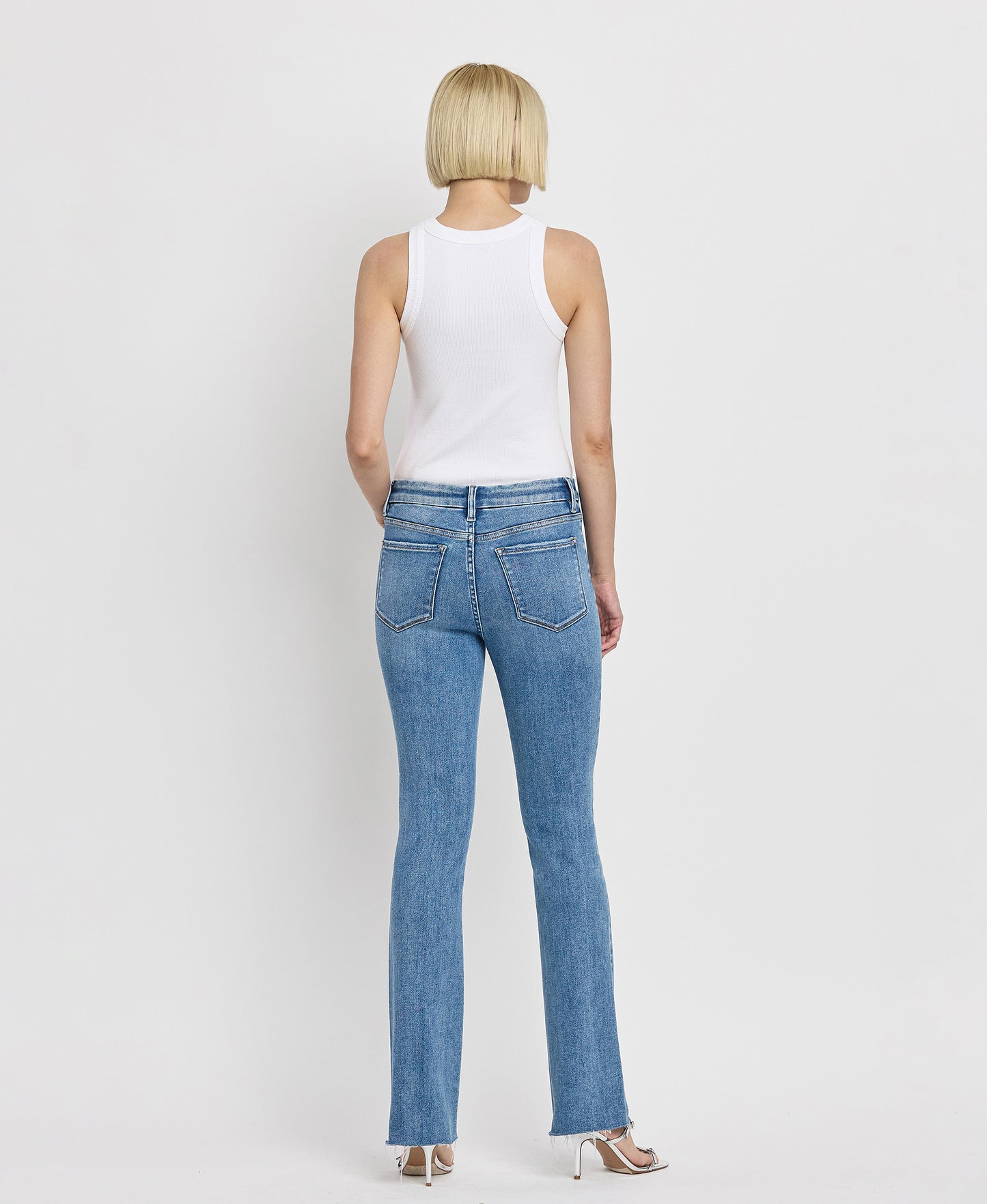 Back product images of Flores Sea - Mid Rise Seamless Waistband Bootcut Jeans