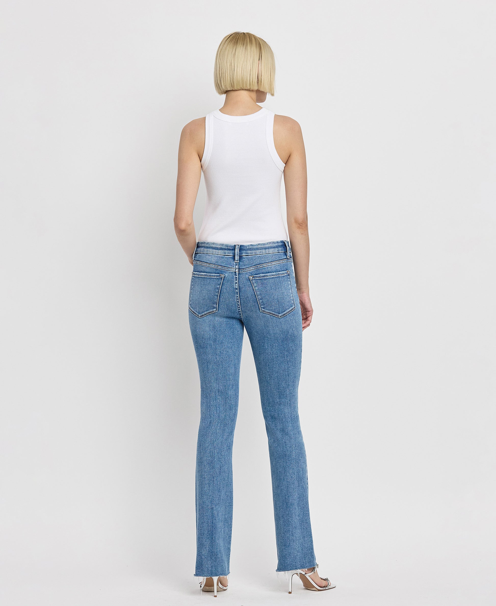 Back product images of Flores Sea - Mid Rise Seamless Waistband Bootcut Jeans