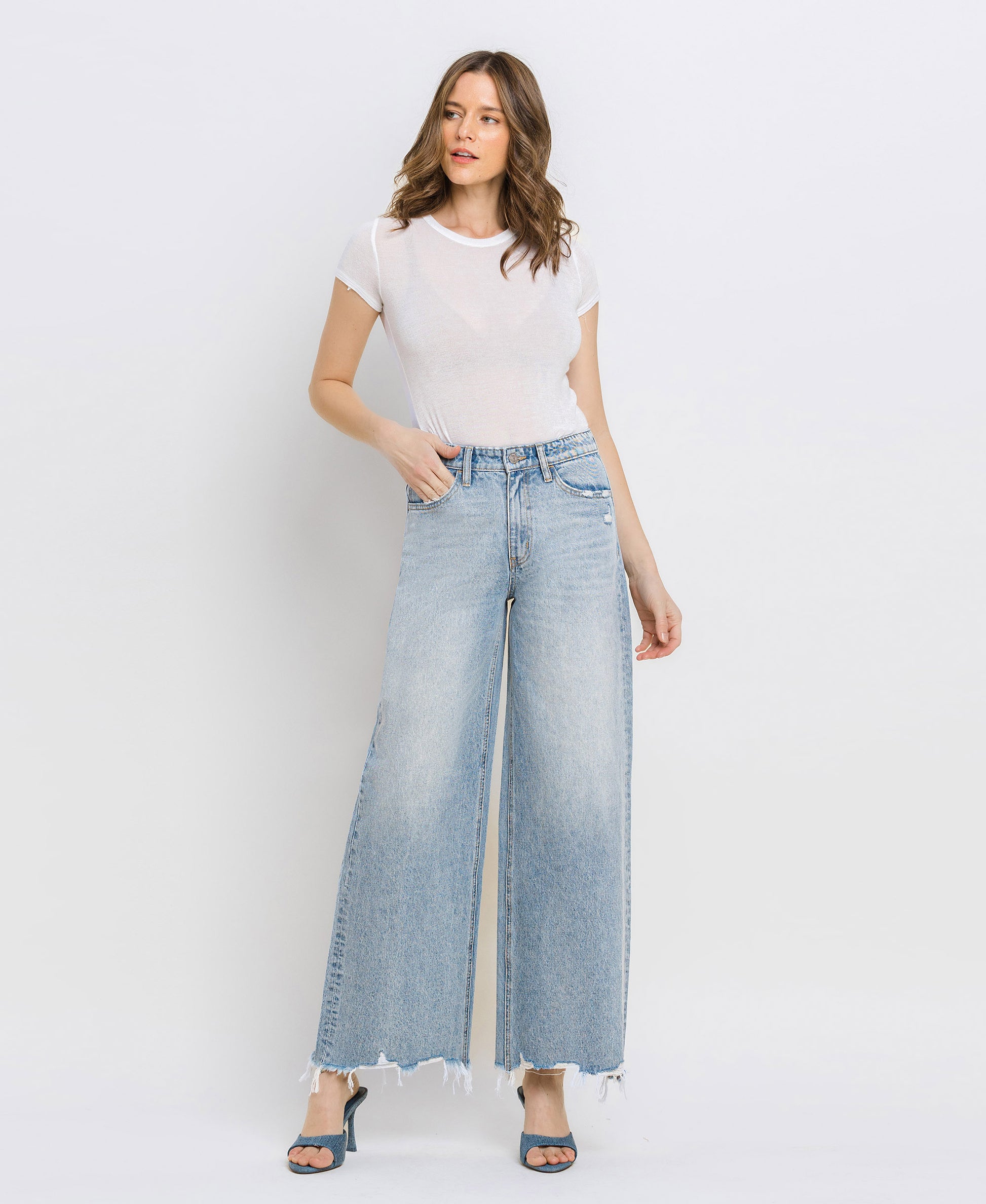 Front product images of Insightful - Super High Rise Wide Leg Jeans