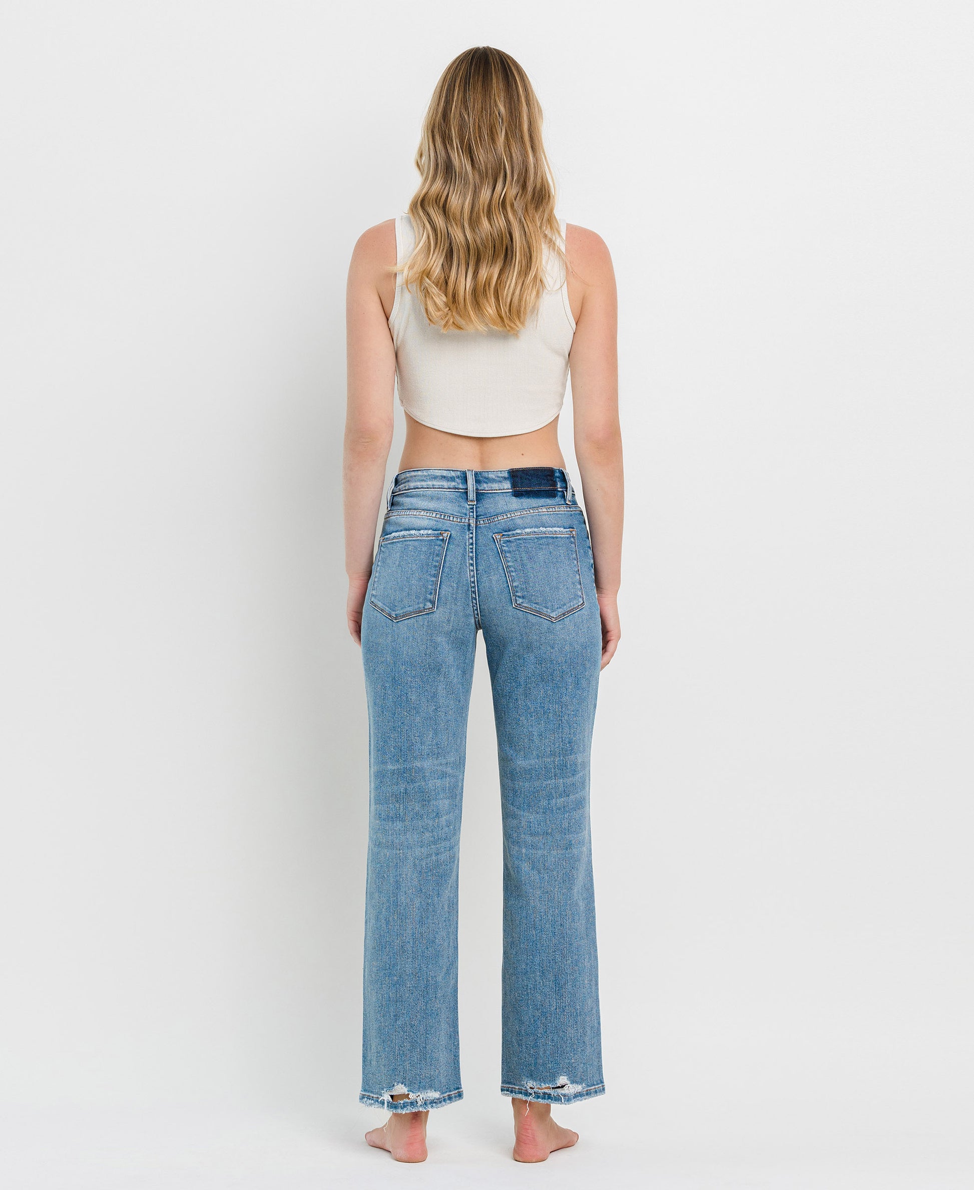 Back product images of Joysome - High Rise Distressed Slim Wide Leg Jeans