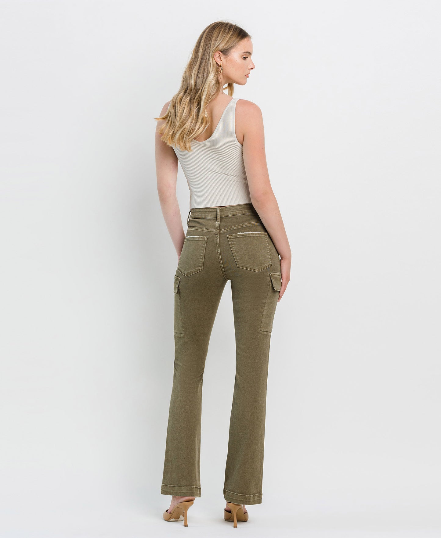 Back product images of Moss - High Rise Relaxed Bootcut Cargo Jeans