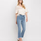 Right 45 degrees product image of Merciful - High Rise Frayed Hem Crop Flare Jeans