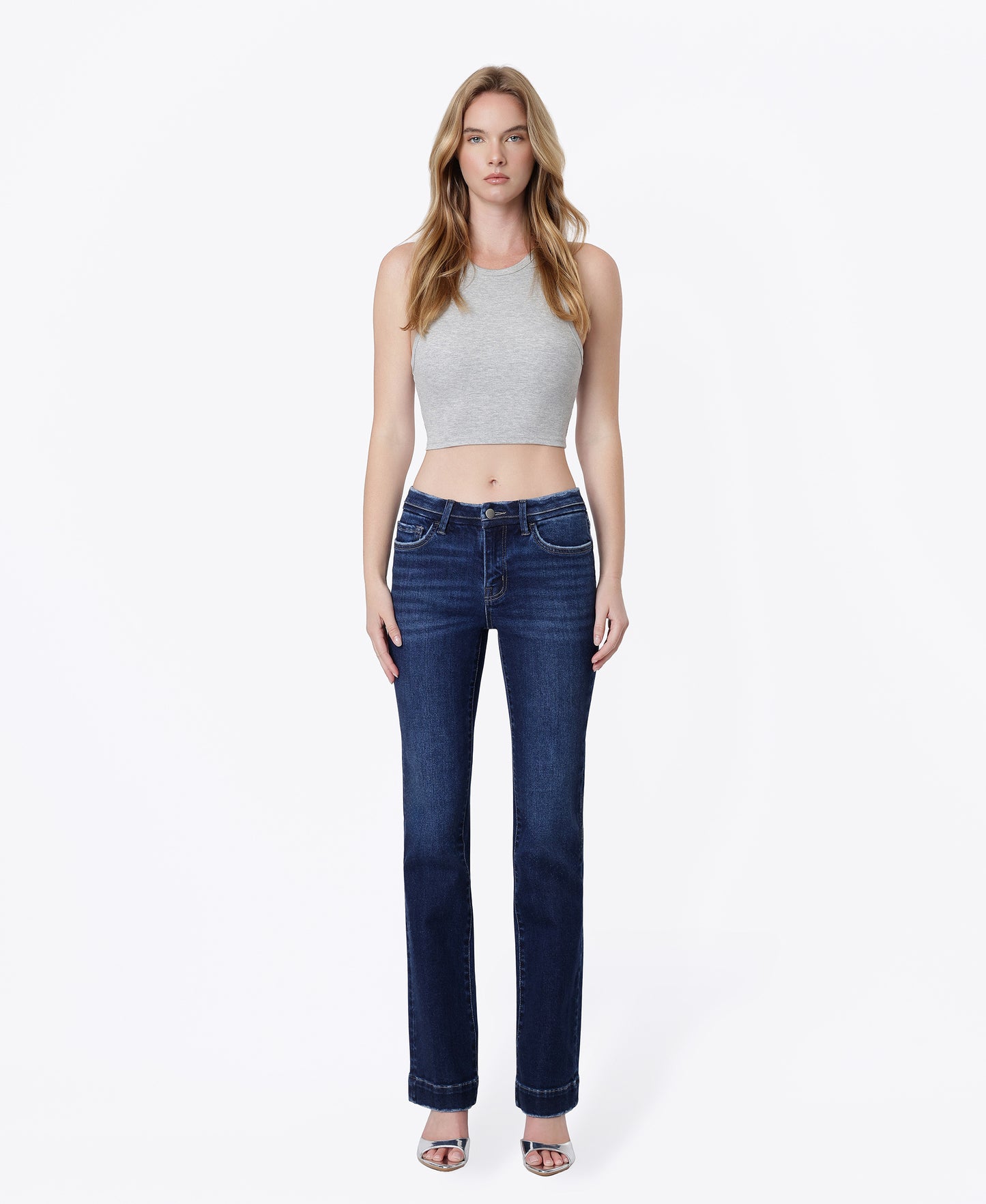 Front product images of Dark - Mid Rise Seamless Waistband Bootcut Jeans