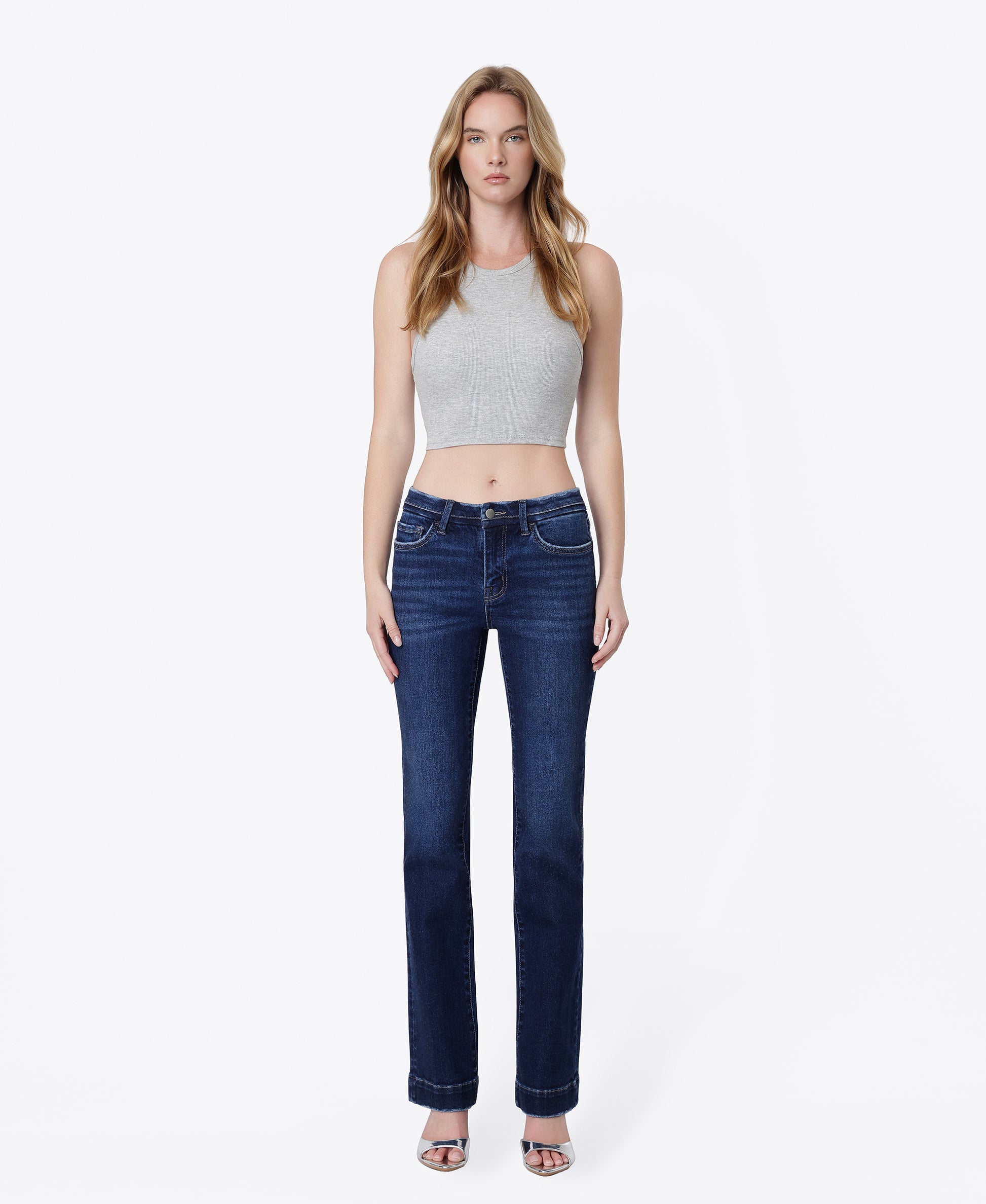 Front product images of Dark - Mid Rise Seamless Waistband Bootcut Jeans