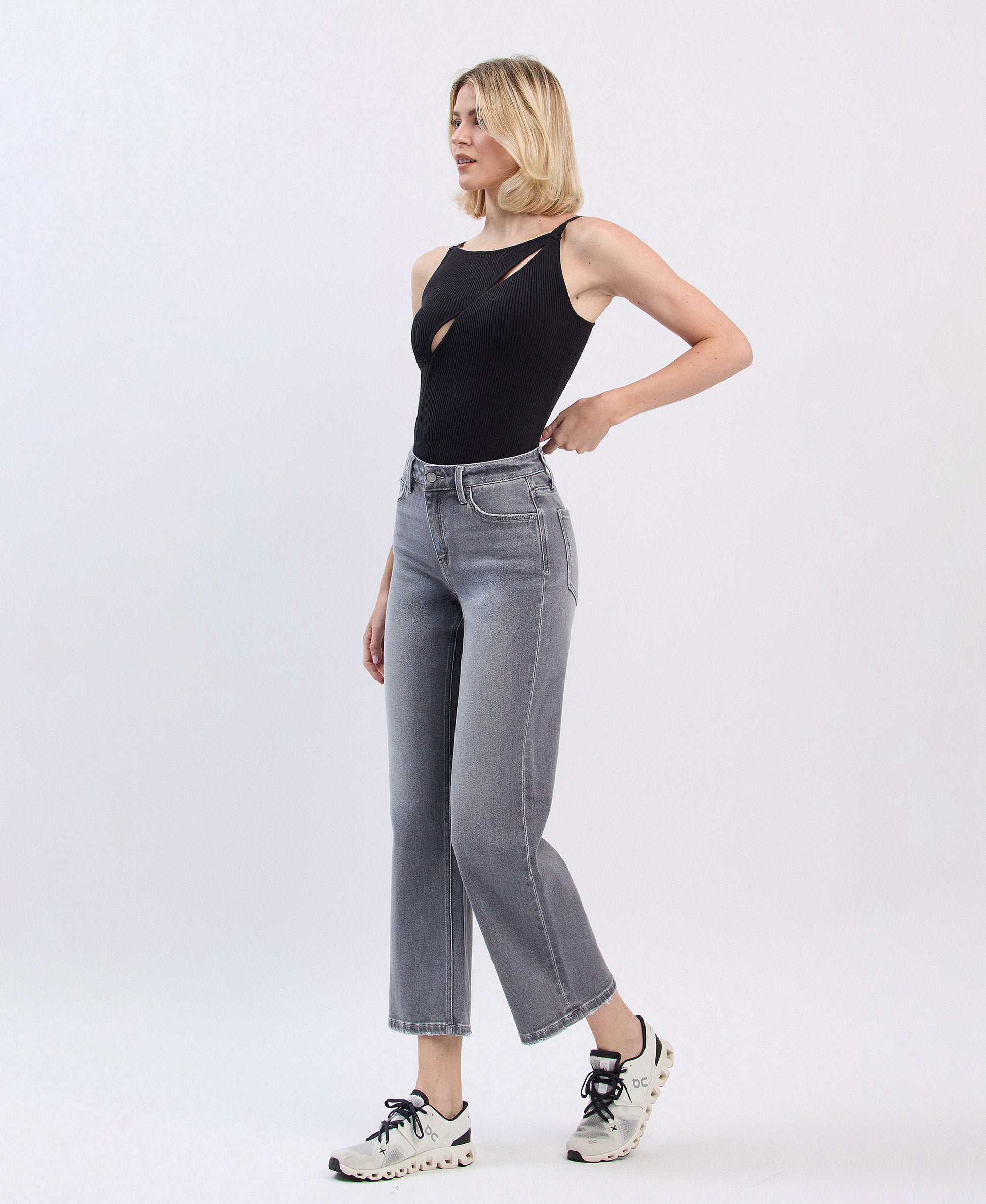 Left 45 degrees product image of River Eden - High Rise Ankle Slim Wide Leg Jeans