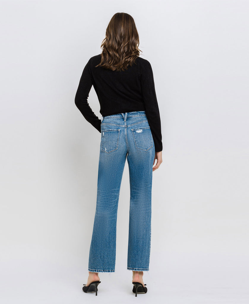 Back product images of River Welland - High Rise Straight Ankle Jeans
