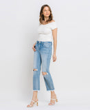 Left 45 degrees product image of Torne River - High Rise Raw Crop Straight Jeans
