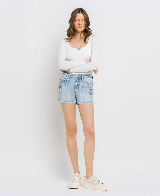 Front product images of Victoria River - High Rise Cargo Mom Shorts