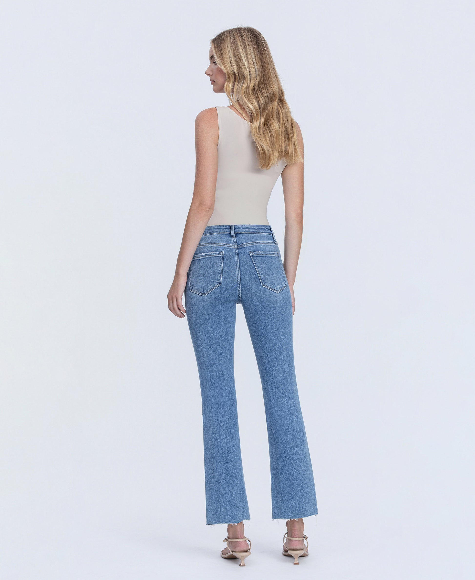 Back product images of Reptar - High Rise Raw Hem Crop Flare Jeans