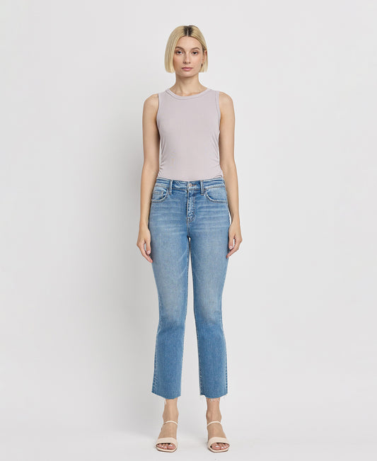 Front product images of 
Reptar - High Rise Raw Hem Crop Flare Jeans