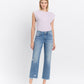 Front product images of Periwinkle - High Rise Frayed Hem Crop Straight Jeans