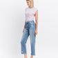 Left 45 degrees product image of Periwinkle - High Rise Frayed Hem Crop Straight Jeans