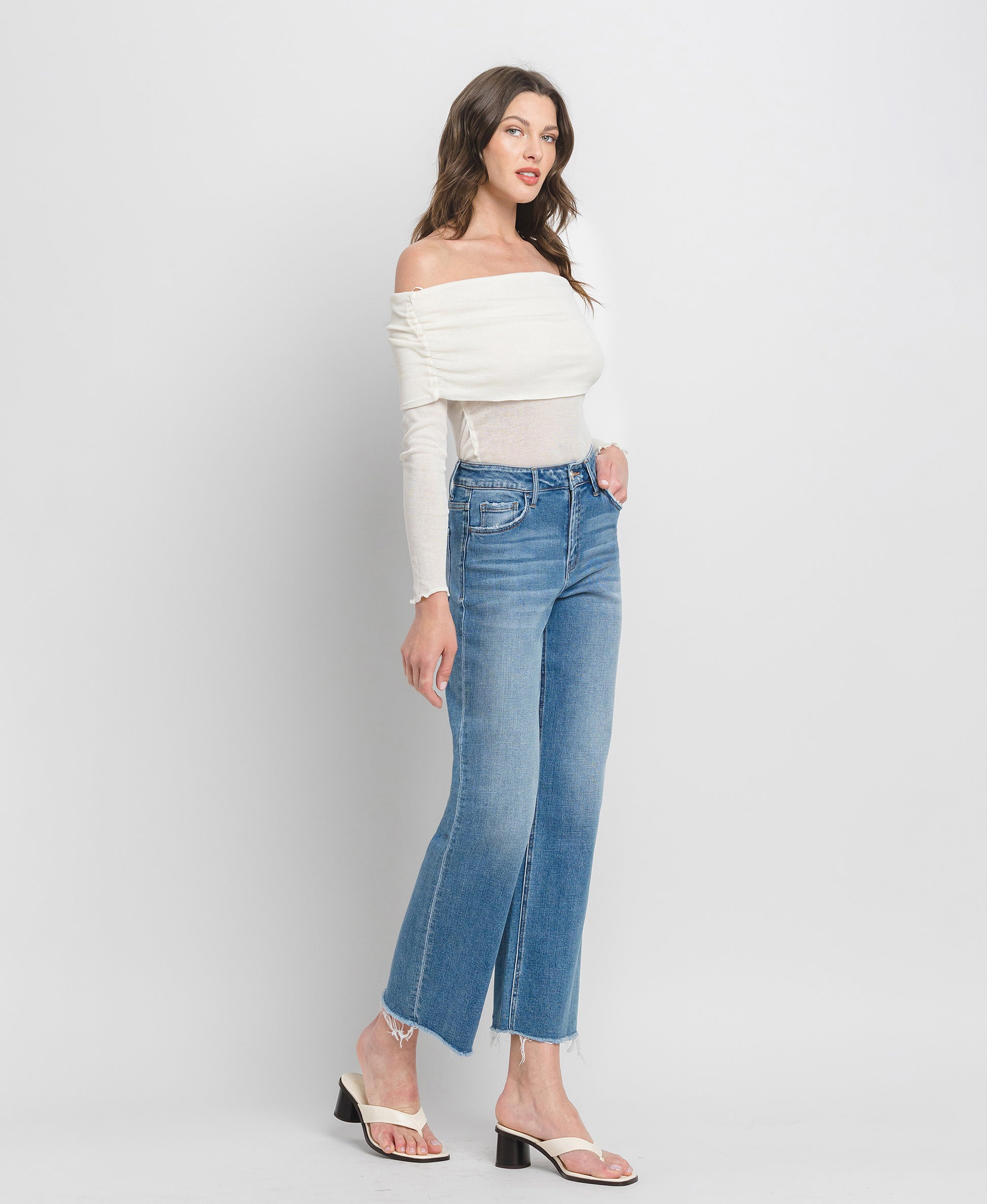 Right 45 degrees product image of Evening Star - High Rise Ankle Dad Jeans