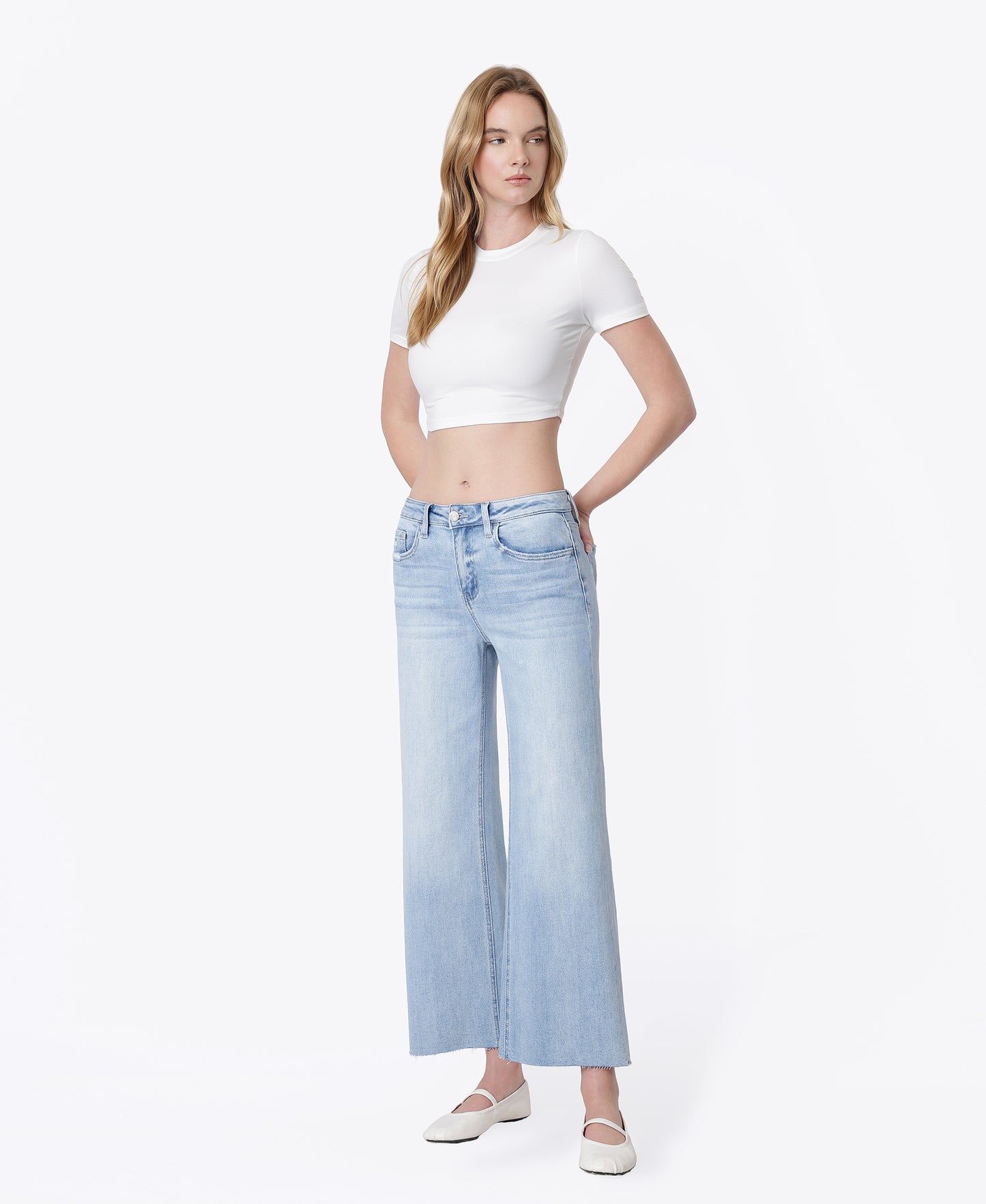 Left 45 degrees product image of Ben Rinnes - High Rise Wide Leg Jeans