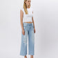 Right 45 degrees product image of Cava - High Rise Two Buttons Crop Wide Leg Jeans
