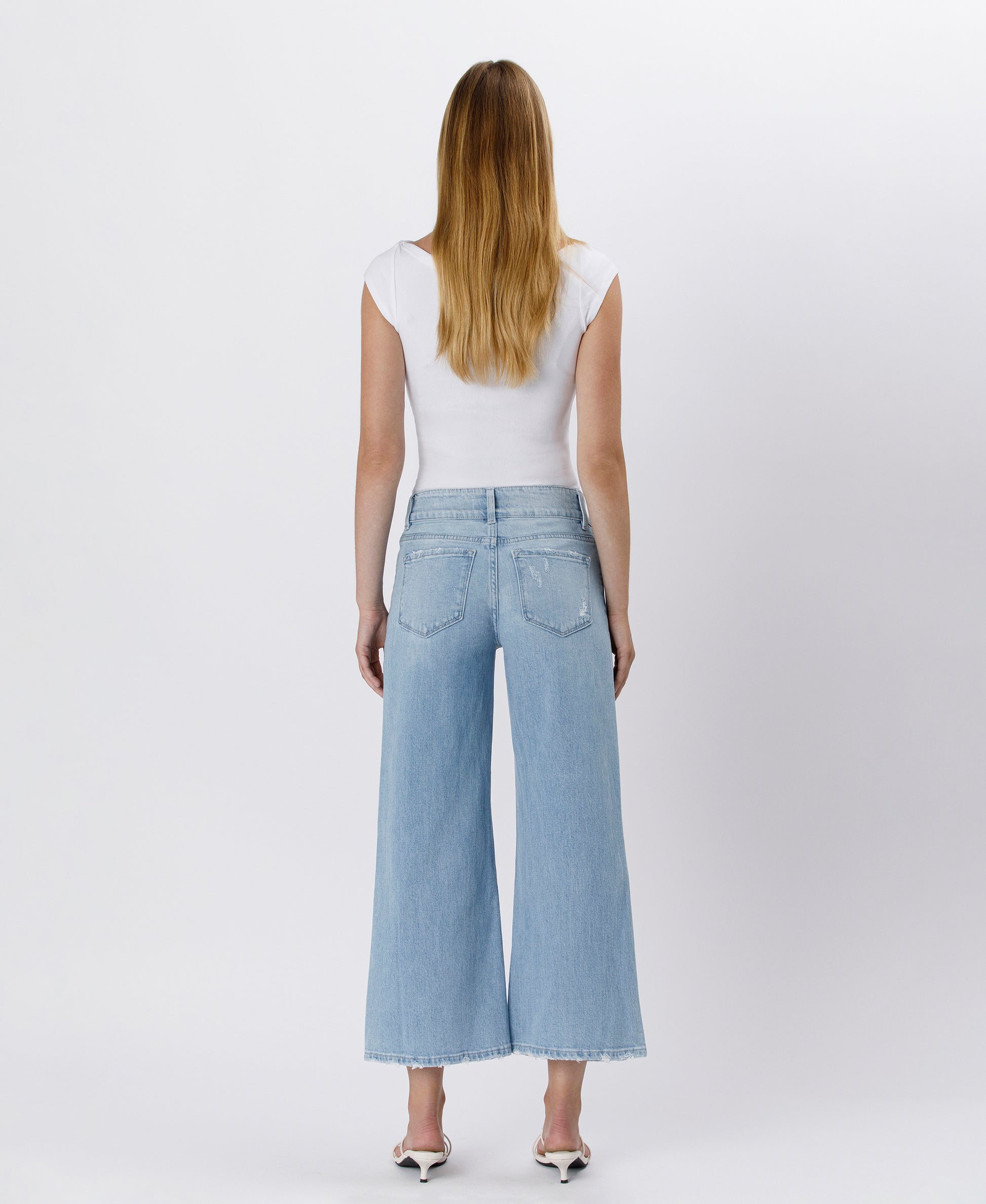 Back product images of Cava - High Rise Two Buttons Crop Wide Leg Jeans