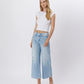 Left 45 degrees product image of Cava - High Rise Two Buttons Crop Wide Leg Jeans