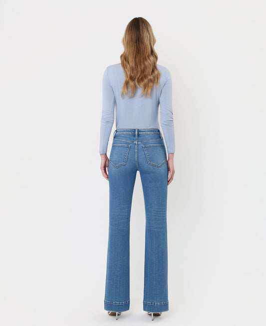 Back product images of Blue Lotus - High Rise Trouser Hem Relaxed Flare Jeans