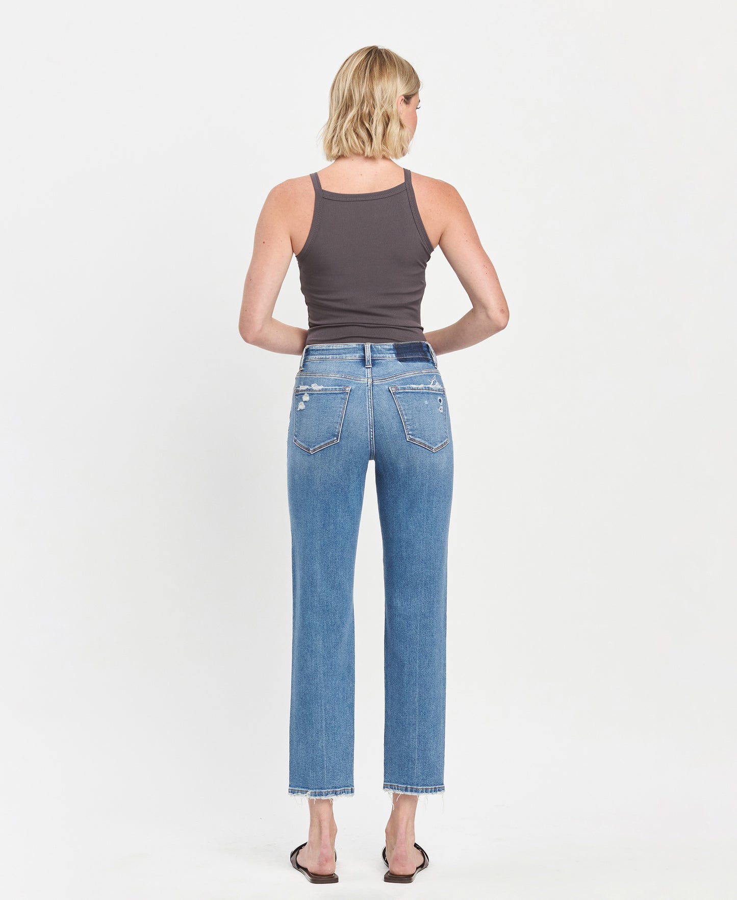 Back product images of Bardot - High Rise Tapered Ankle Straight Jeans