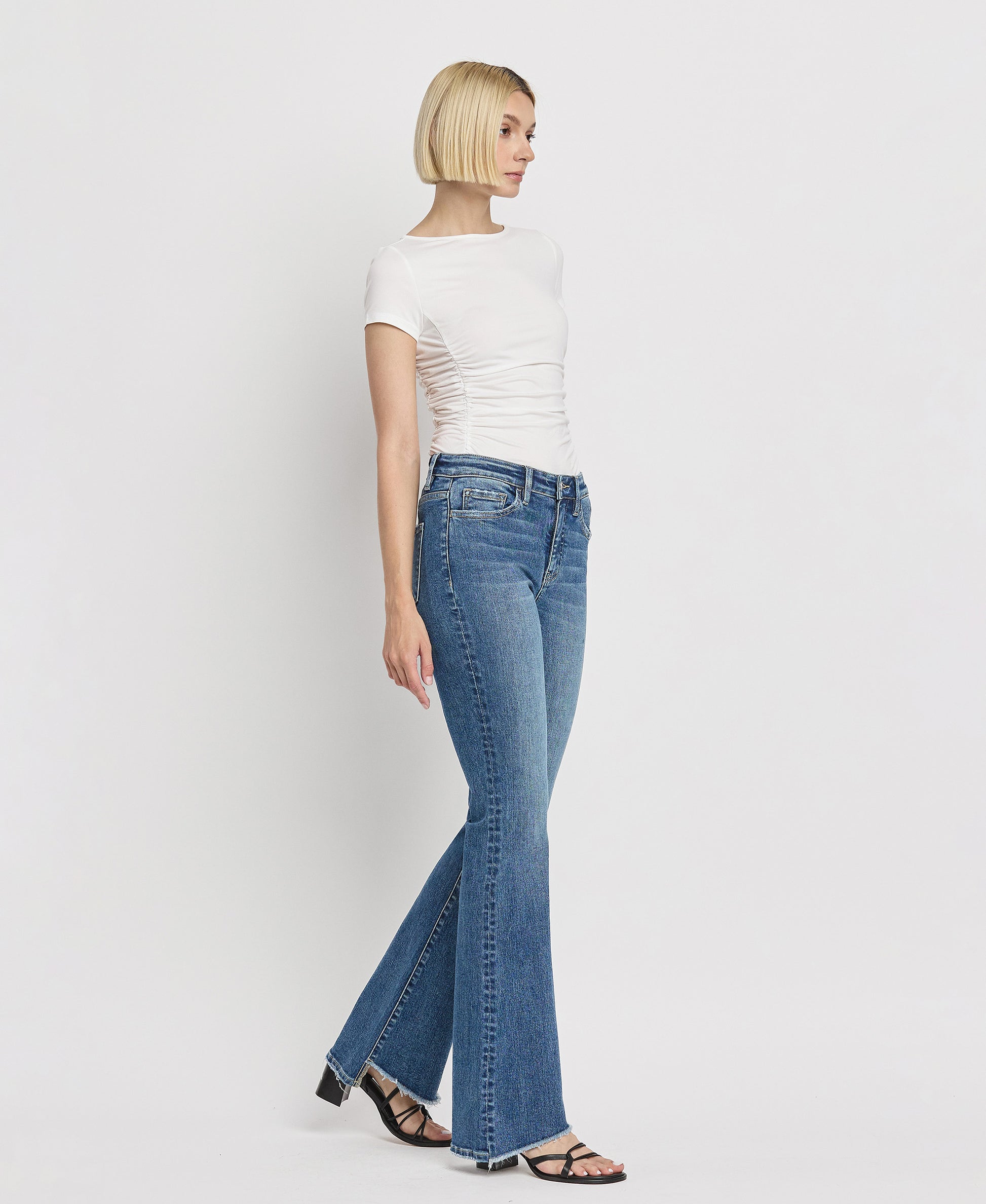 Right 45 degrees product image of Crate - High Rise Slant Hem Flare Jeans