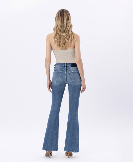 Back product images of Crate - High Rise Slant Hem Flare Jeans