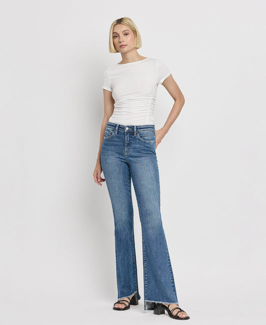 Front product images of Crate - High Rise Slant Hem Flare Jeans