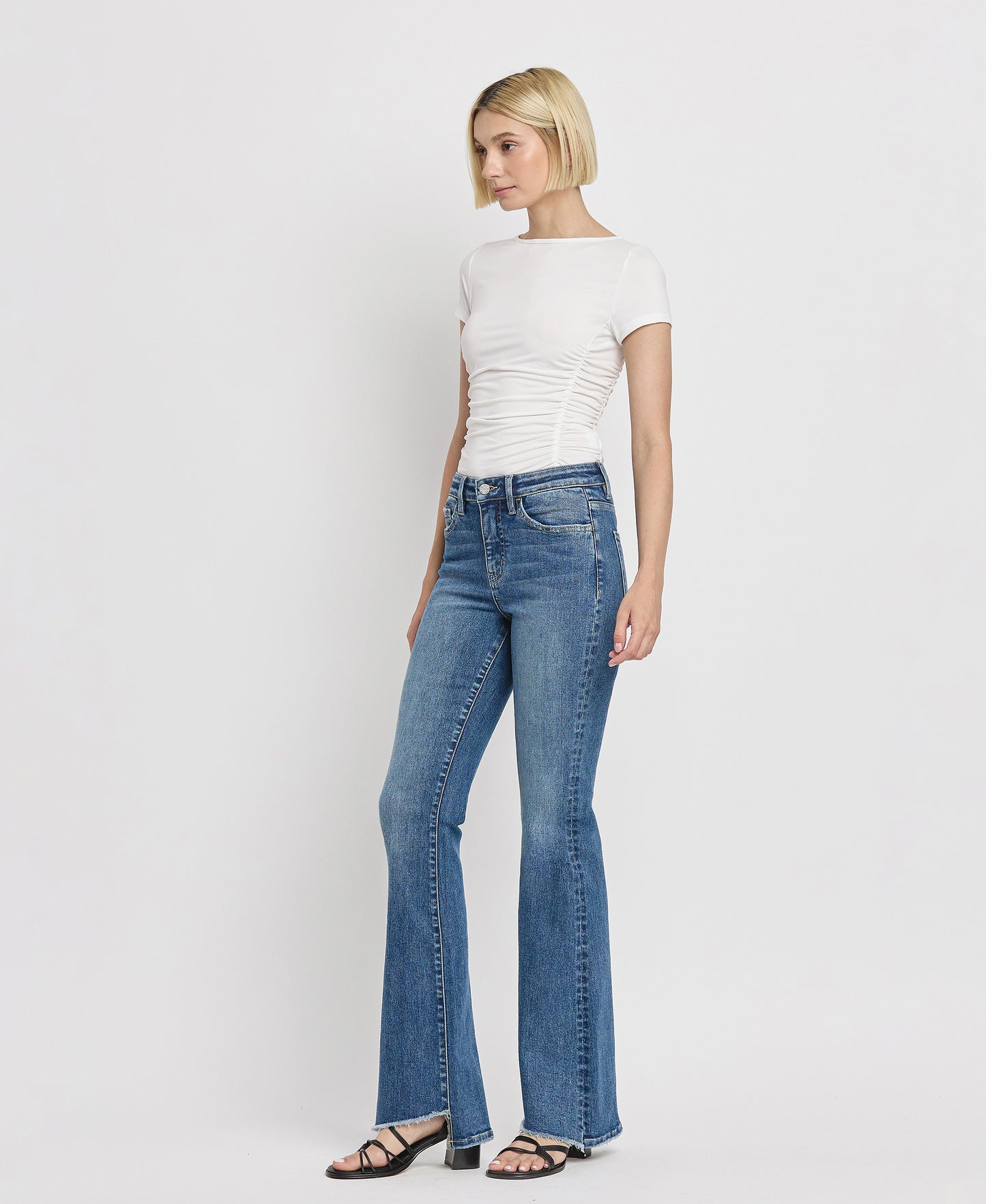 Left 45 degrees product image of Crate - High Rise Slant Hem Flare Jeans