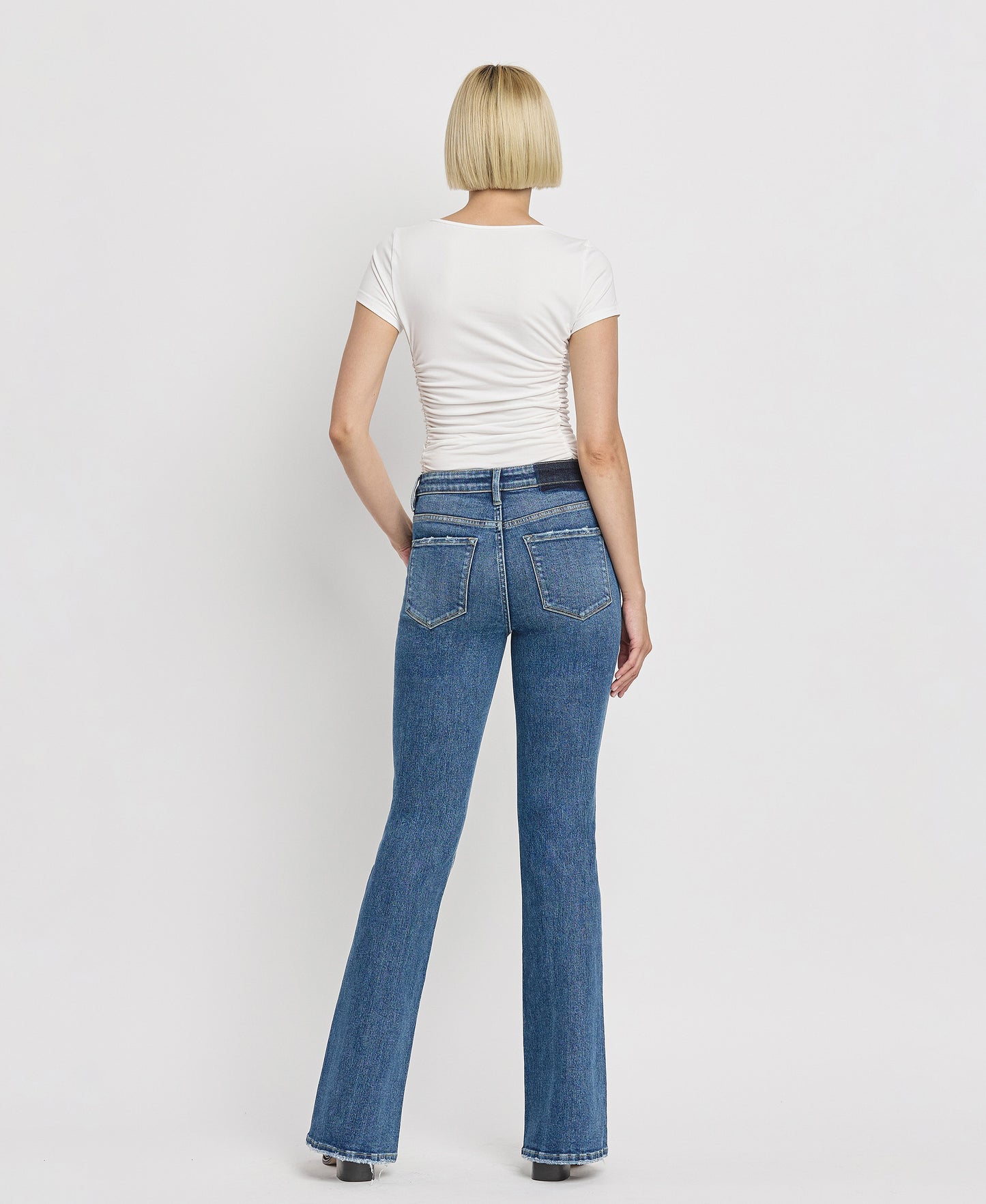  Back product images of Crate - High Rise Slant Hem Flare Jeans