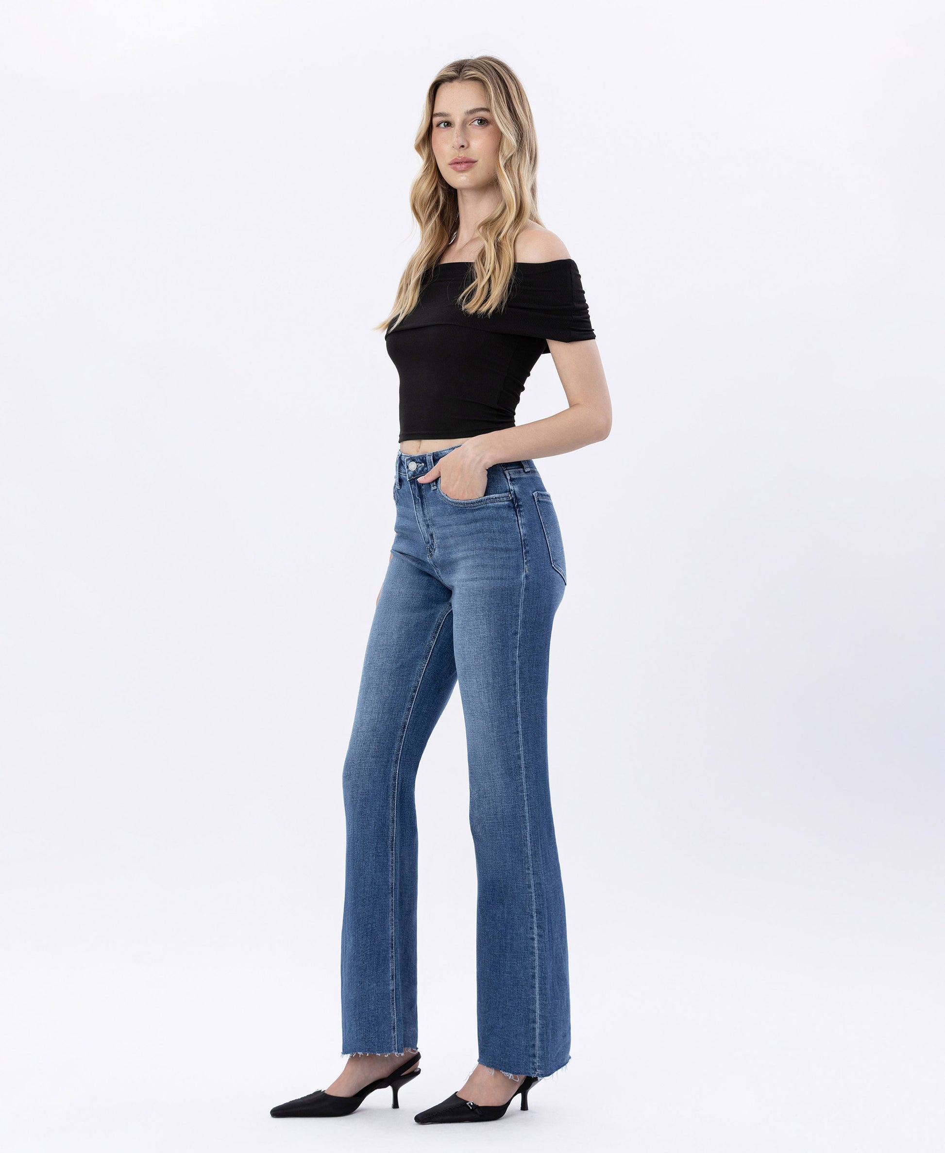 Left 45 degrees product image of Hail - High Rise Relaxed Flare Jeans