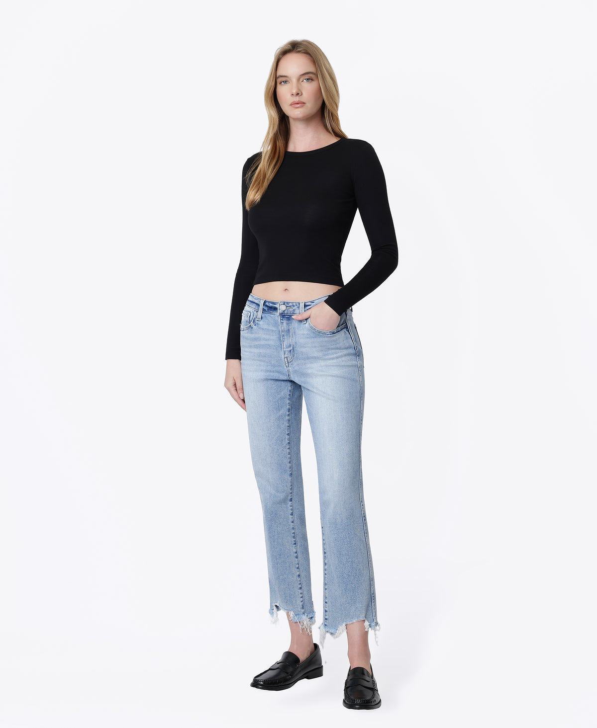 Left 45 degrees product image of Fondly - High Rise Regular Straight Jeans