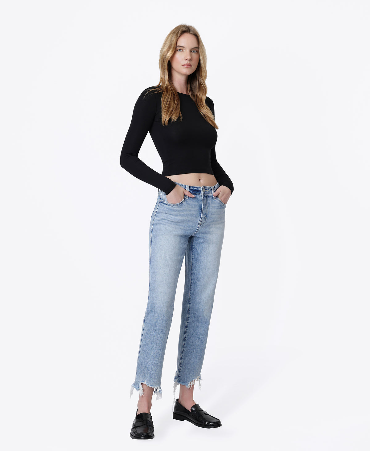 Right 45 degrees product image of  Fondly - High Rise Regular Straight Jeans